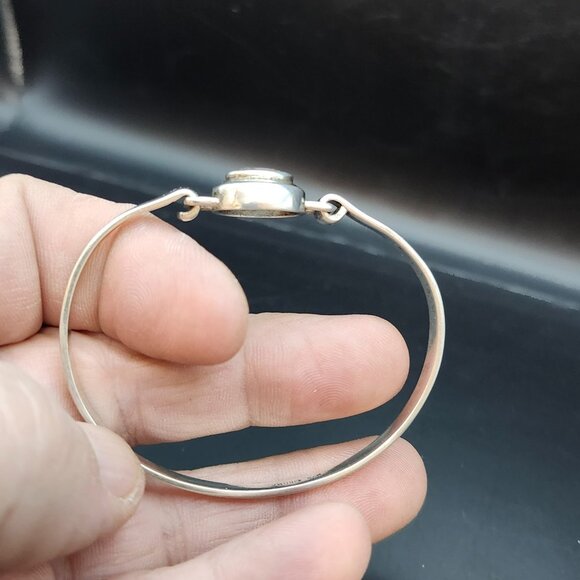VTG Boma Sterling Silver Bracelet Bangle Clear Light Blue Stone Tested 925 USA - Picture 7 of 15